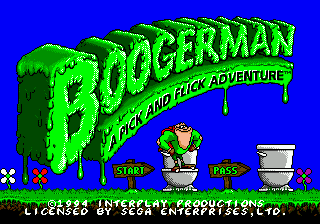 Boogerman A Pick and Flick Adventure title screen for Sega Genesis
